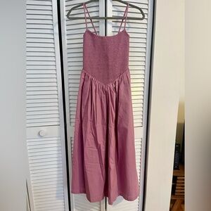 Abercrombie Smocked Dipped Waist Midi Dress - Pink/Purple - Size XSmall